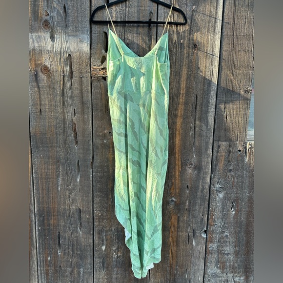 NWT Vix Surya Details Cowl Neck Camo Long Asymmetrical Dress with Gold Hardware - Picture 6 of 16